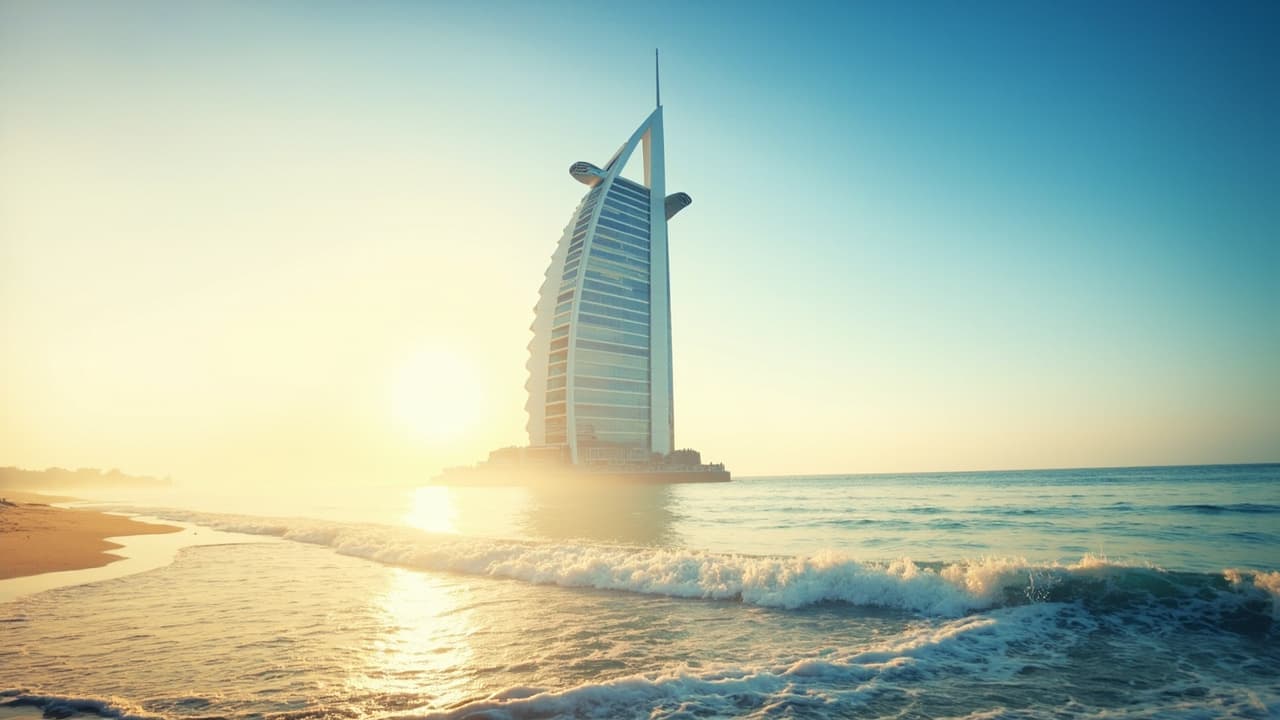 Burj Al Arab sail-shaped hotel on Jumeirah Beach